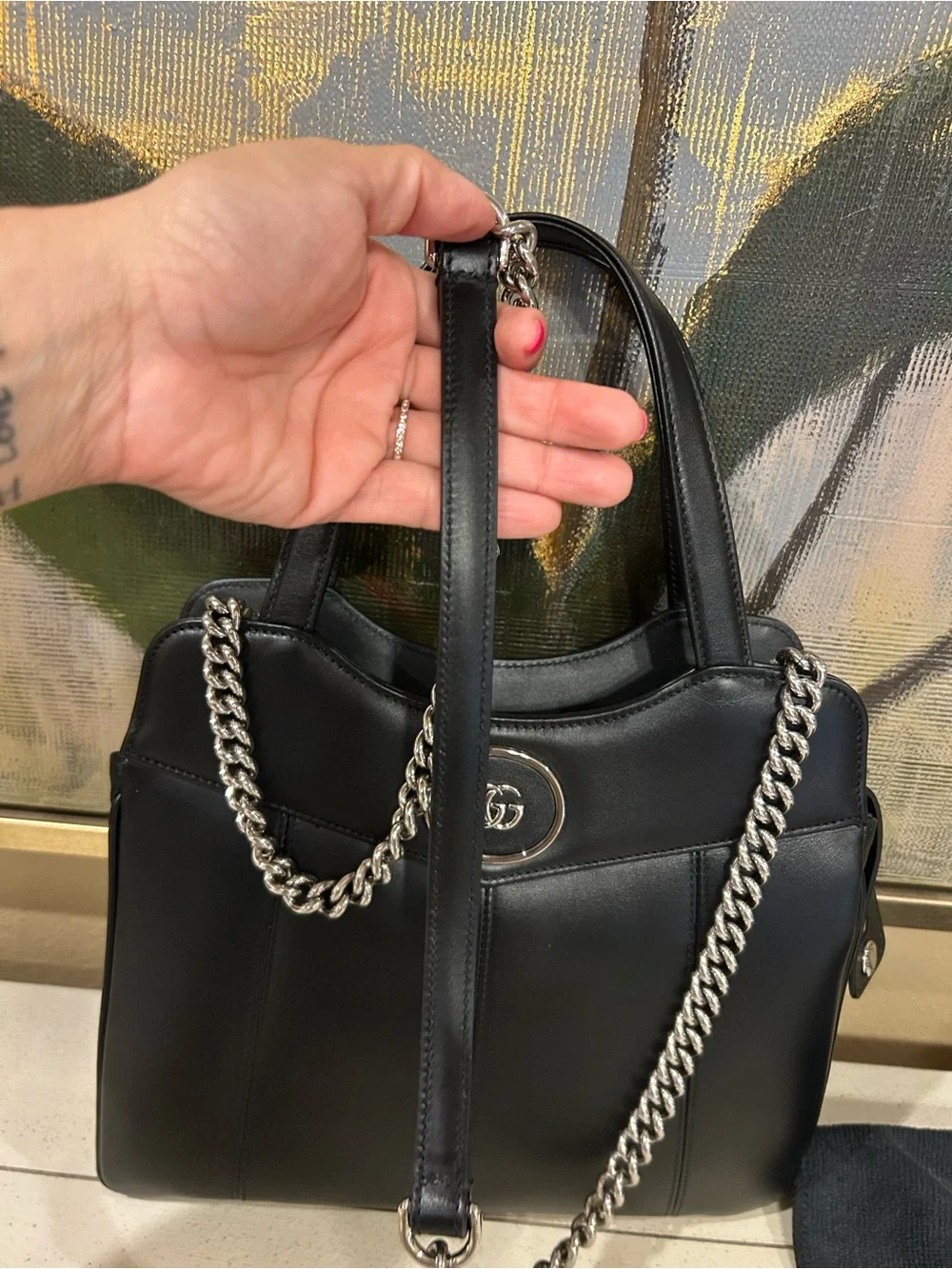 Gucci Petite GG Small Tote w/ Chain - Picture 12 of 15